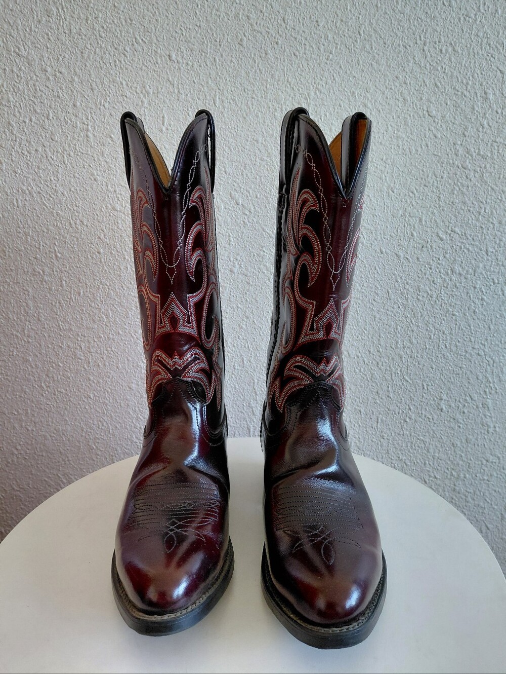 Cowtown Burgundy Leather Western  Rodeo Farm Boots - Picture 4 of 15